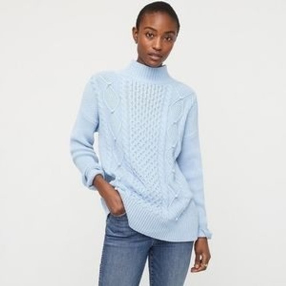 J.Crew Womens Ice Blue Cable Knit Oversize Sweater Size S Spring Easter - Picture 12 of 12